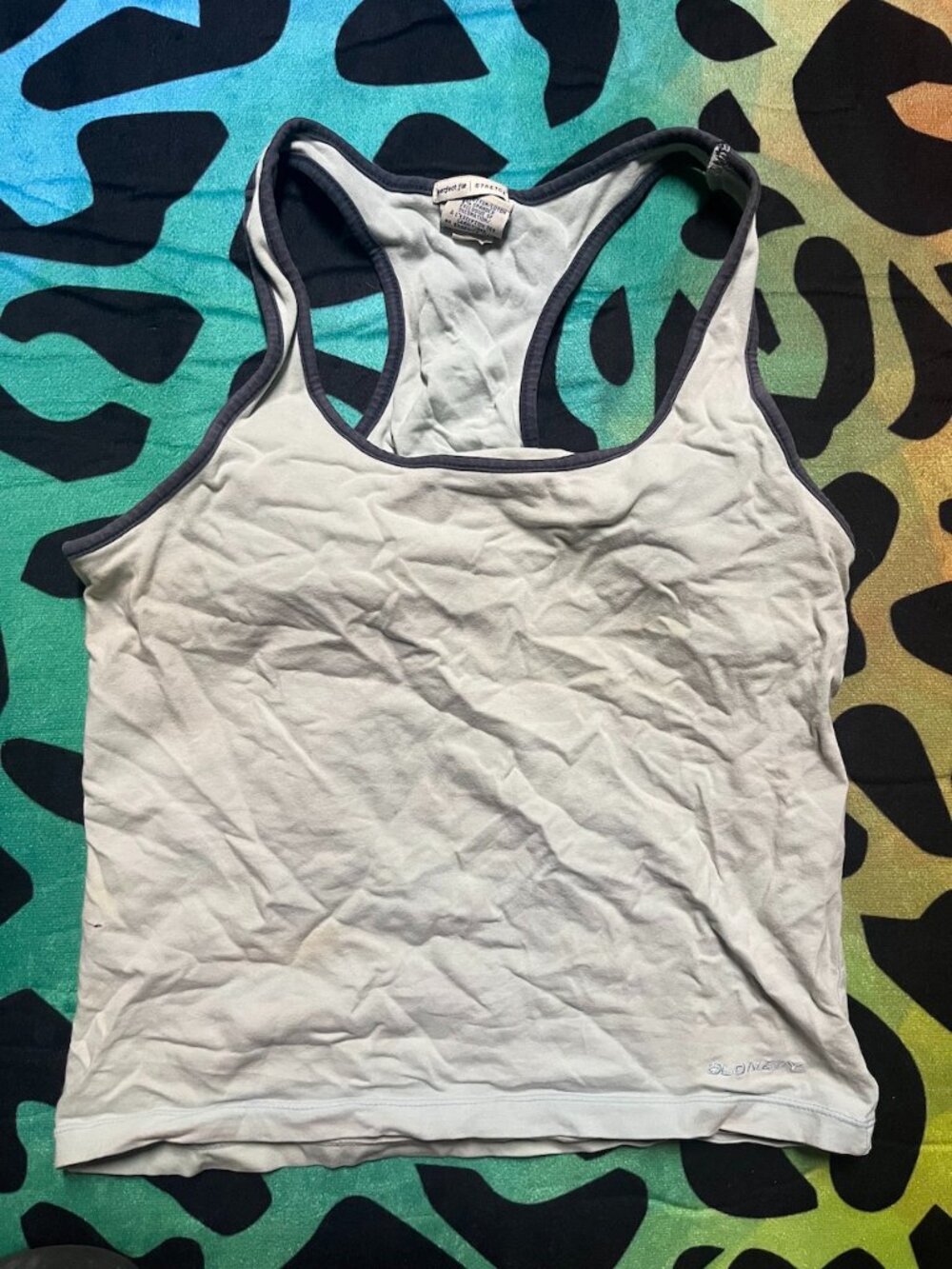 OLD NAVY BRAND PERFECT FIT STRETCH BLUE RACER BACK ATHLETIC WEAR TANK TOP MEDIUM